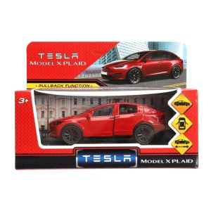 Модель Маш tesla model x plaid металл 12 см двери красн MODELX-12-RD