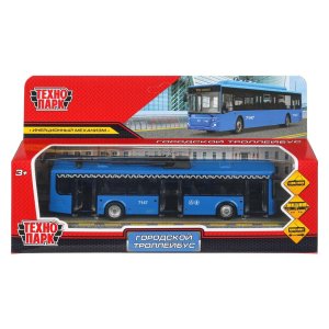 Модель Маш ТРОЛЛЕЙБУС МЕТРОПОЛИТЕН металл 18 см двери инерц синий TROLL-18MOS-BU (72)