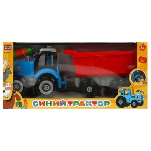 Конструктор с отверткой СИНИЙ ТРАКТОР с тележкой 34 дет 42011-ZH