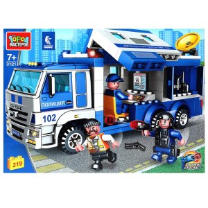 Конструктор Камаз полиция мобильный штаб 219 дет 3121-KK