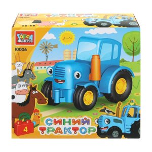 Конструктор большие кубики СИНИЙ ТРАКТОР 4 дет 10006-GK