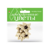 Декор цветы из мешковины в связке 4шт 2-367/03