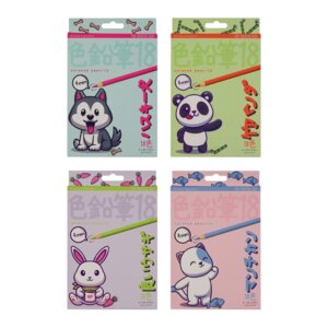 Карандаши 18цв KAWAII ANIMALS пластик 4мм 4 вида 30-0128