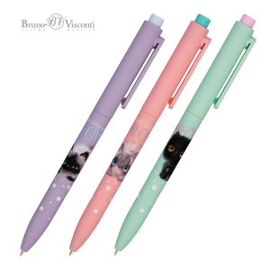 Авторучка шар 0,7мм синяя FunClick Kitty life 3 вида 20-0297/07