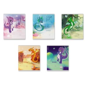 Тетрадь  12л Клетка Дракончики выборочный УФ-лак с глиттером 012016254-60540