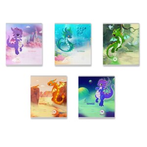 Тетрадь  12л Линия Дракончики выборочный УФ-лак с глиттером 012016254-60541