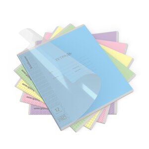 Тетрадь 12л Частая косая линия Классика CoverPrо с пластик обл асс 60552