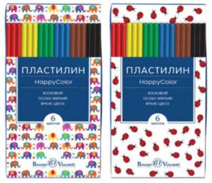 Пластилин  6цв восковой Happycolor в пенале с разделит 125г 34-0008/1