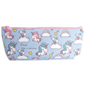 Пенал косметичка Alingar Единорожки на голубом  поле AL8072/2