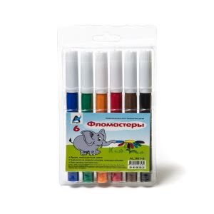 Фломастеры  6цв смываемые чернила утолщенн корп шестигранн Хамелеон AL961-6
