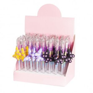 Ручка гелевая 0,7мм 6цв Бабочка в стержне прозр пласт корп AL7822