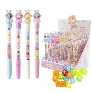 Ручка шар 0,7мм Синяя Космозаяц прозр корп с бусинами асс AL10638