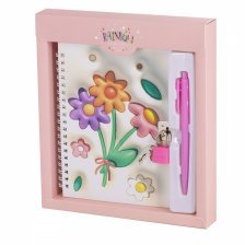 Блокнот подарочный  46л 19,5см*22,5см мат эффект 3D ручка замочек Букет Спираль AL11745