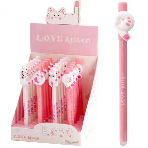 Ручка гелевая стираемая 0,5мм Синяя LOVE kitten AL10848
