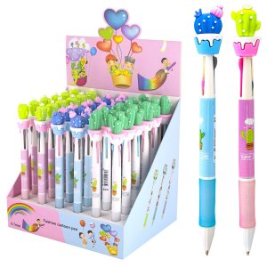 Авторучка шар 0,7мм 3-х цветная Кактусы AL10796