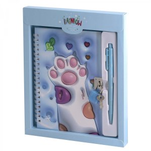 Подарочный блокнот в футляре 46л 19,5см * 22,5см Лапки голубой конгрев эффект 3D Спираль AL12335