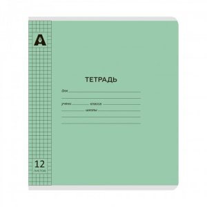 Тетрадь  12л Клетка Пластик Зелёный пастель AL12423
