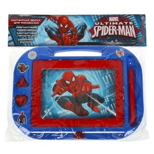 Доска для рисования Человек Паук магнитная 2 штампа 21*15см