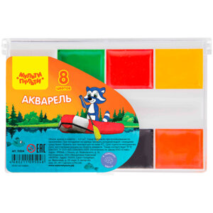 Акварель  8цв Енот на озере медовая б/к АП_11504