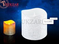 Светодиодная свеча, 7,5х7,5 см, Серебрянный с блёстками TZ 12403