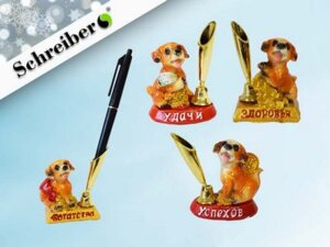 Подставка для ручки Собачка с надписями полистоун 6х5,5 см S-8050