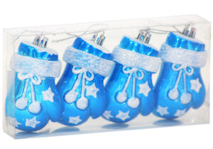 Набор елочных украшений Варежки 4шт Голубой цв NEW S-8315