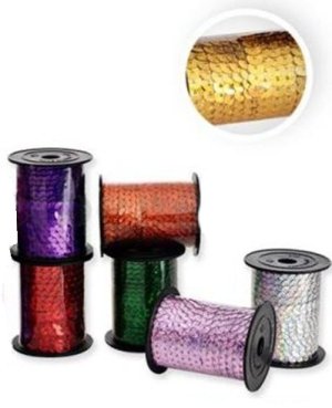 Декоративная подарочная лента намотка 3,5 м S 1058 пайетки 6113