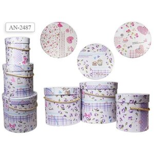 Набор подарочных коробок КРУГЛЫЕ 3 шт.(18x17.2cм, 15.5x15cм, 12x12.2cм ) AN 2487