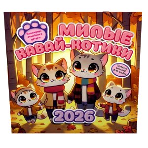 Кал 2026 Настен Милые кавай котики Календарь семейного досуга 