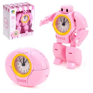 Робот-трансформер "Будильник", звуковые эффекты, цвет розовый 4855648