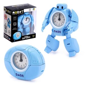 Робот Будильник трансформируется звуковые эффекты цвет голубой   4518703