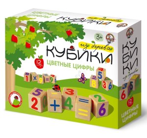 Кубики 12 Цветные цифры дерев 01696