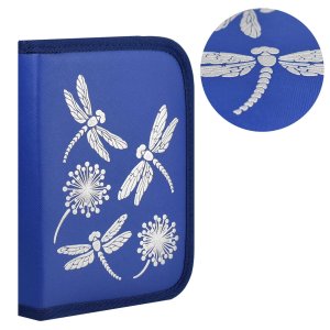 Пенал школьный СТРЕКОЗЫ 13.3x20x3.5 cм, искусственная кожа, молния, 53974/24