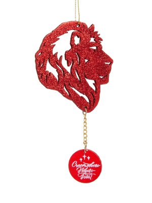 Новогоднее подвесное украшение Лев из древесины тополя 12x6,5x0,5см 86434