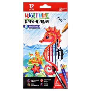 Карандаши 12цв Морской Конек акварель кисть в компл 58587