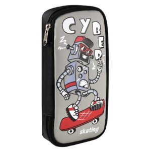 Пенал школьный 21х9х4см Робот на Скейте полиуретан молния 59468