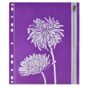 Папка на молнии А5 Цветы перфорация пласт гибкая молния 46707