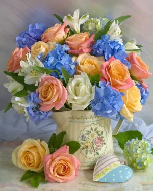 Алмазная мозаика Пастельный букет без подр 40*50