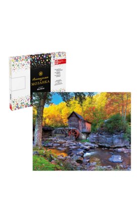 Алмазная мозаика Водяная мельница в горах с подр 40*50 62407