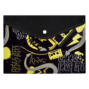 Папка конверт на кнопке А5 Кеды пластик 58818