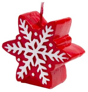 Cвеча Красная снежинка из парафина 78314
