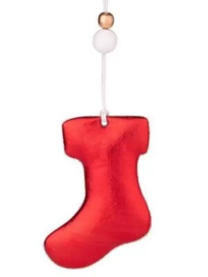 Носочек подвесное украшение Мягкий красный 7x1,5x9,2см 86370