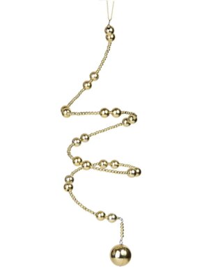 Новогоднее подвесное украшение Капель золотая черн метал с декором из полипропиле 22см 80115