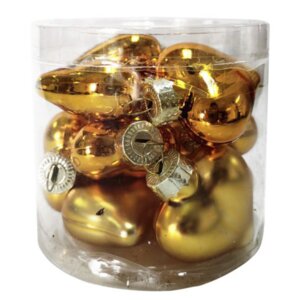 Золотые Сердца Набор Подвесных украшений из стекла 12 штук 2x3,9x4,3см 87267