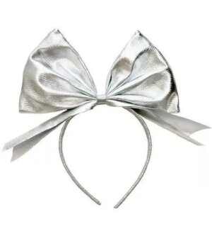 Карнавальный ободок Бант серебристый 86543