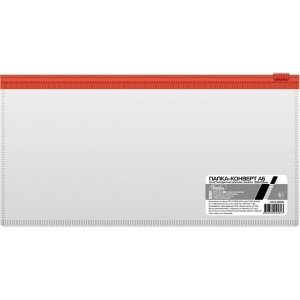 Папка конверт А6 пластик на молнии 110мкм Прозрачная AKm6_00030