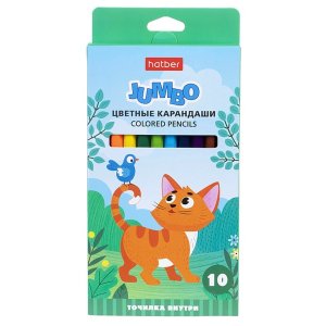 Карандаши 10цв утолщен JUMBO На полянке с точилкой CS_082682