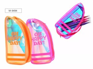 Пенал HAPPY DAY, 19х8,5х6 см, на молнии, ПВХ, ассорти 2 цвета, ОПП-упаковка (10702070/300519/0097029