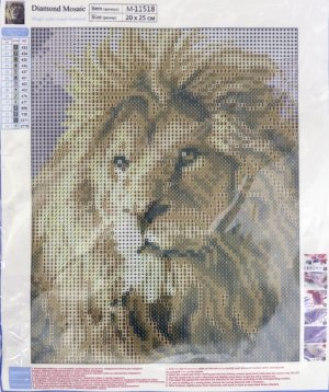 Алмазная мозаика Лев холст 20х25 см M-11518