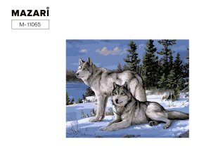 Картина по номерам по дереву 30*40 Волки M-11065